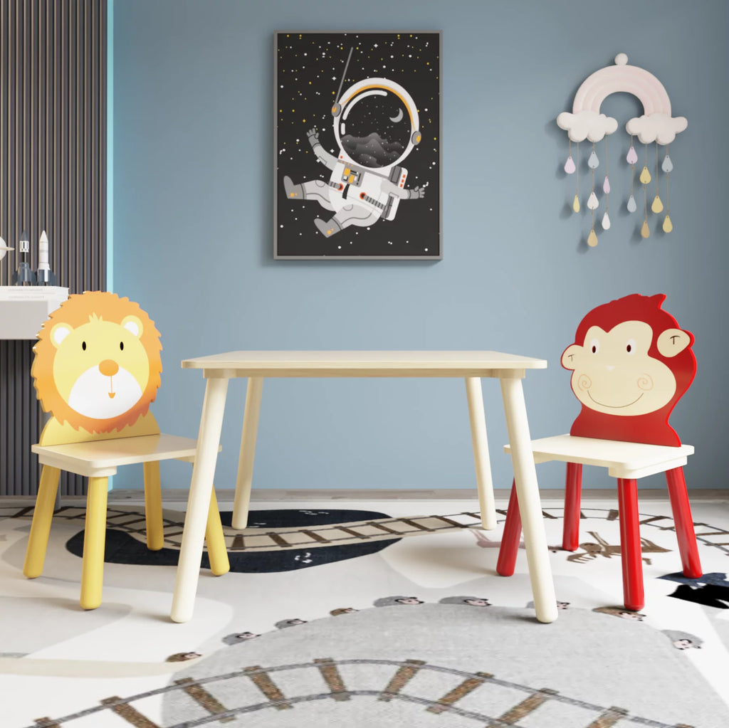 Kids Table & Chair Set, 3 Pieces Solid Wood B225884