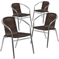 4 Pk Aluminum and Dark Brown Rattan Stack Chair I69562