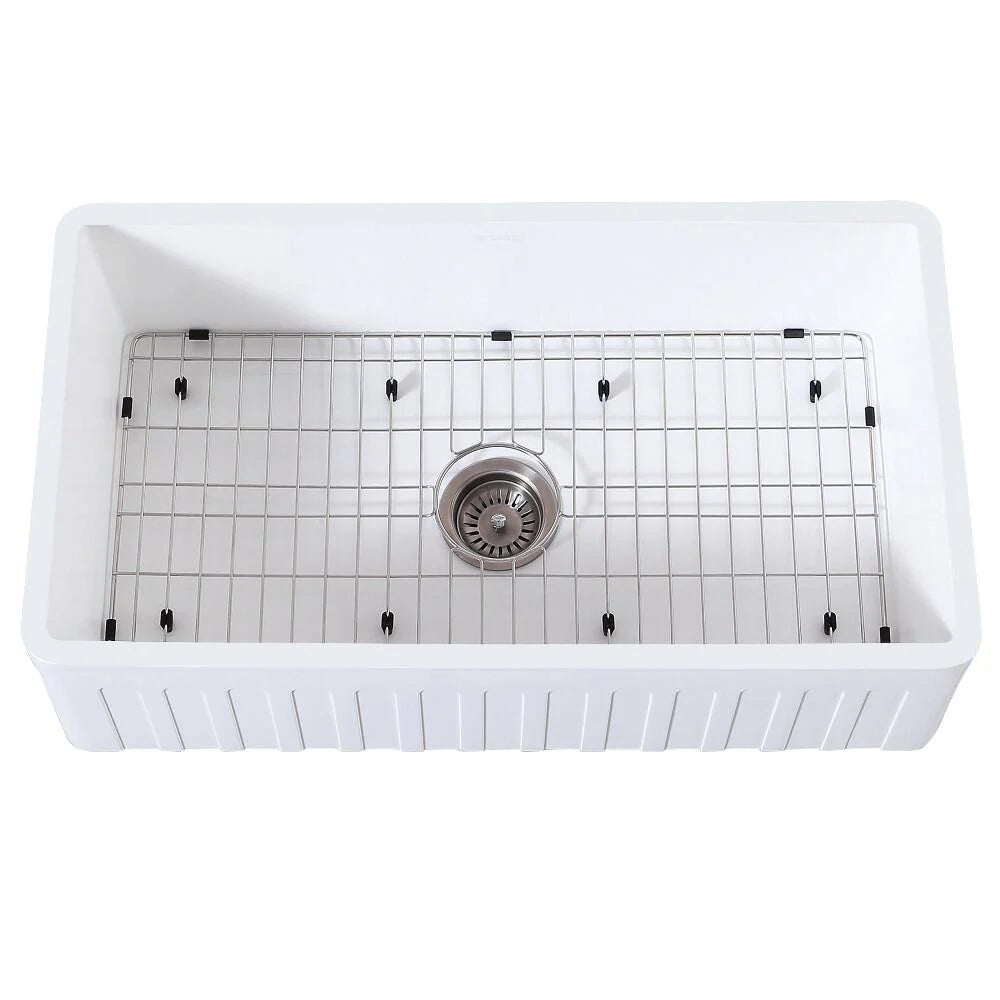 36 In. Farmhouse Kitchen Sink with Strainer and Grid C822707