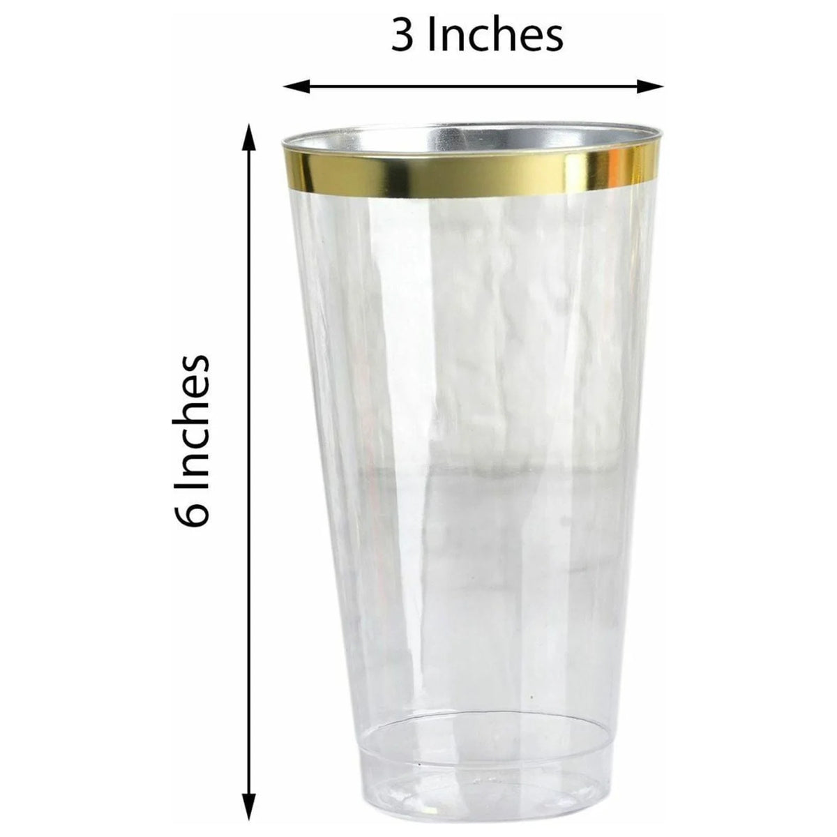 18 oz Clear with Gold Rim Plastic Cocktail Glasses S803848