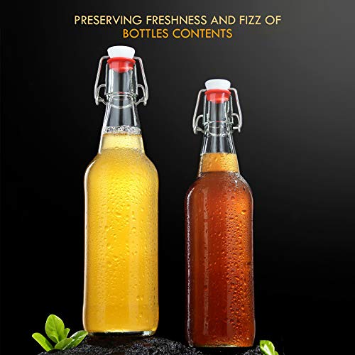 Clear Glass Beer Bottles with Swing Cap 16 oz Case of 6 D375