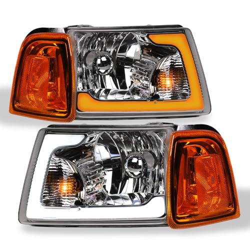 Compatible With 2001-2011 Ford Ranger LED Strip Bar Headlights With Signal Corner Lamps 4-Pieces N264878