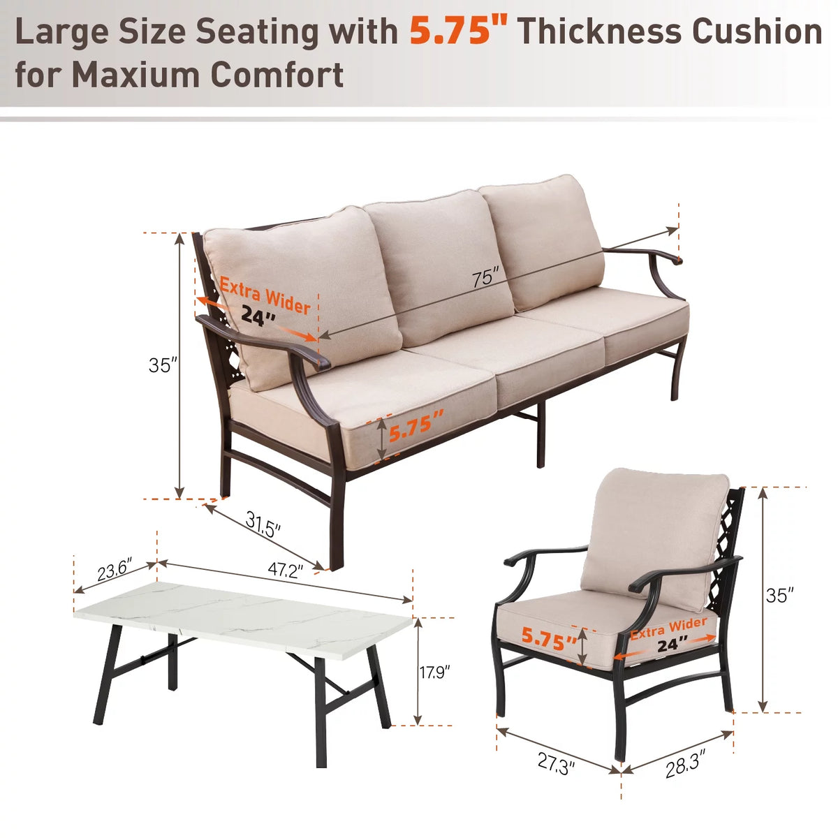 5-Seat Metal Patio Conversation Set T884