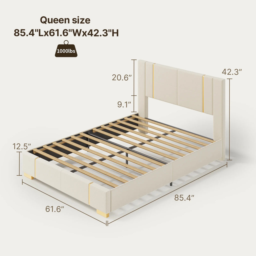 Queen Size Fabric Upholstered Bed Frame D3629