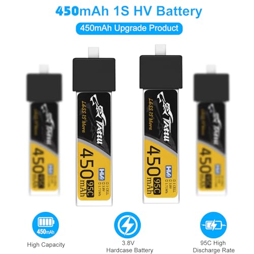 4pcs 450mAh 1S HV 3.8V 95C Lipo Battery with BT 2.0 Connector Z263