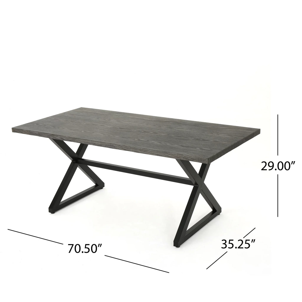 Outdoor Wicker and Aluminum 6 Piece Dining Set with Bench D9506