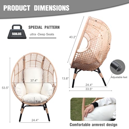 Oversized Wicker Egg Chair with Thicken Cushions B5136
