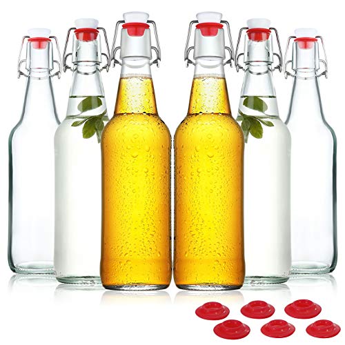 Clear Glass Beer Bottles with Swing Cap 16 oz Case of 6 D375
