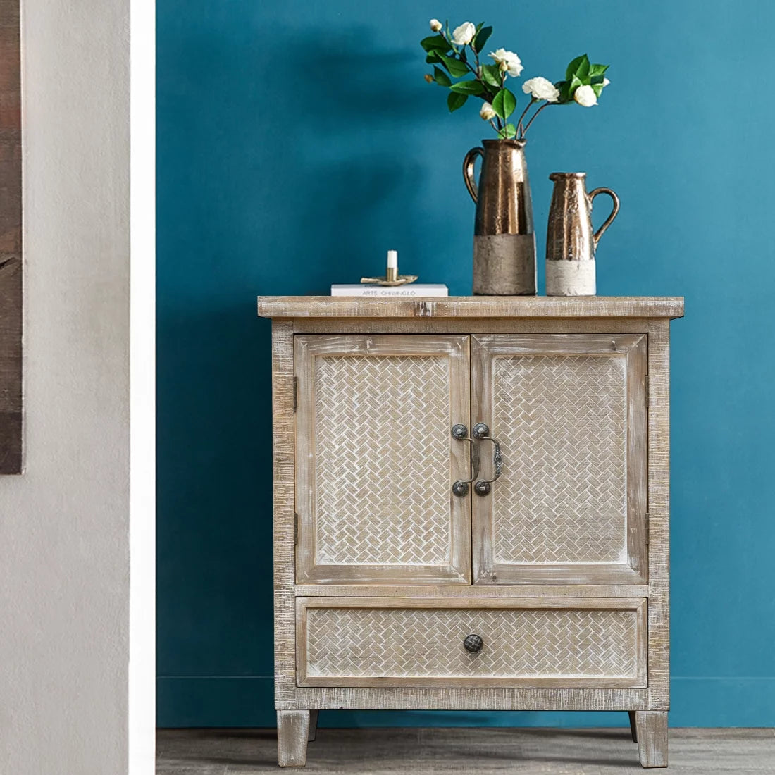 Weathered Wood Cabinet with 1 Drawer and 2 Doors C357323