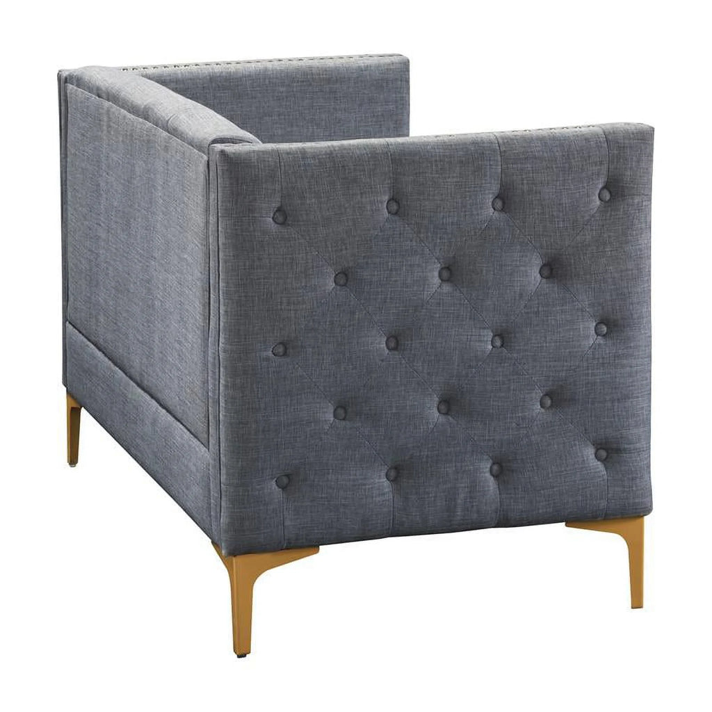 Light Gray Tufted Fabric Loveseat J557200
