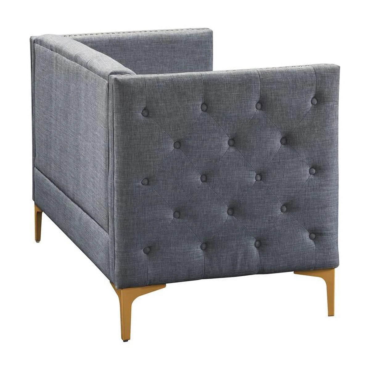 Light Gray Tufted Fabric Loveseat J557200