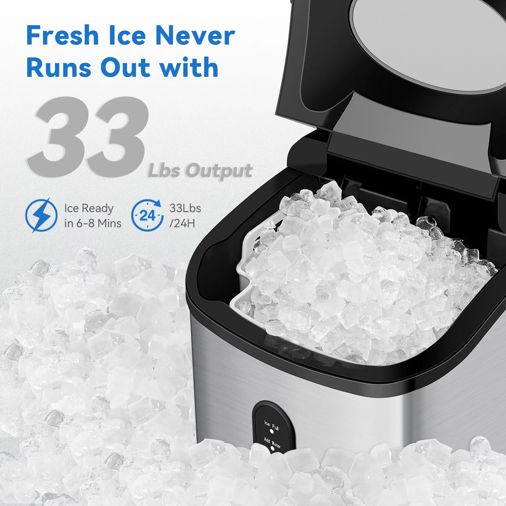 Portable Countertop Ice Maker with Ice Scoop and Basket I493