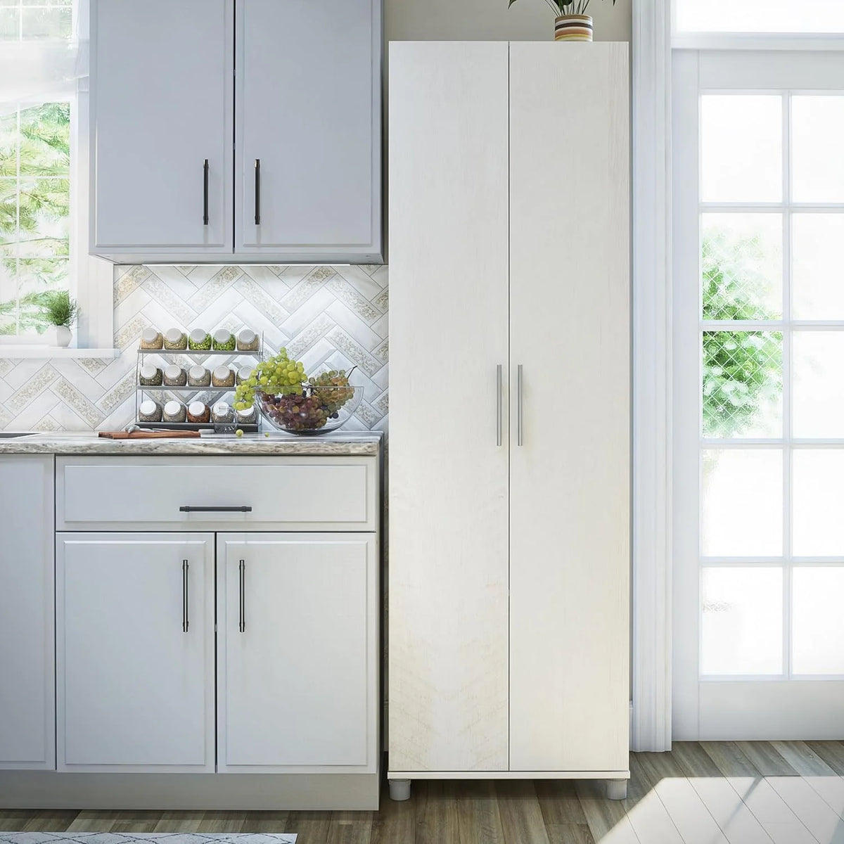 24" Utility Storage Cabinet in Ivory Oak D496