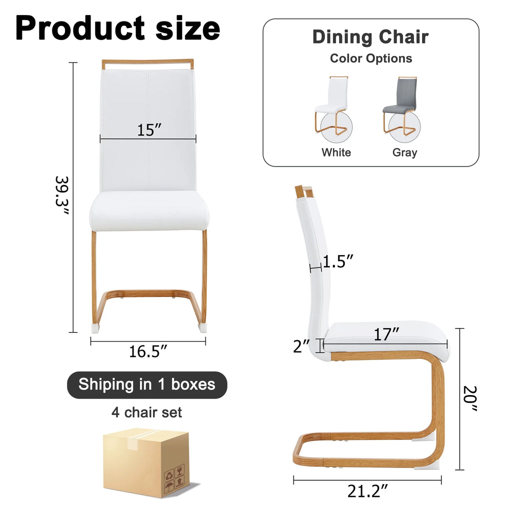 White Faux Leather Dining Chairs Set of 4 A618