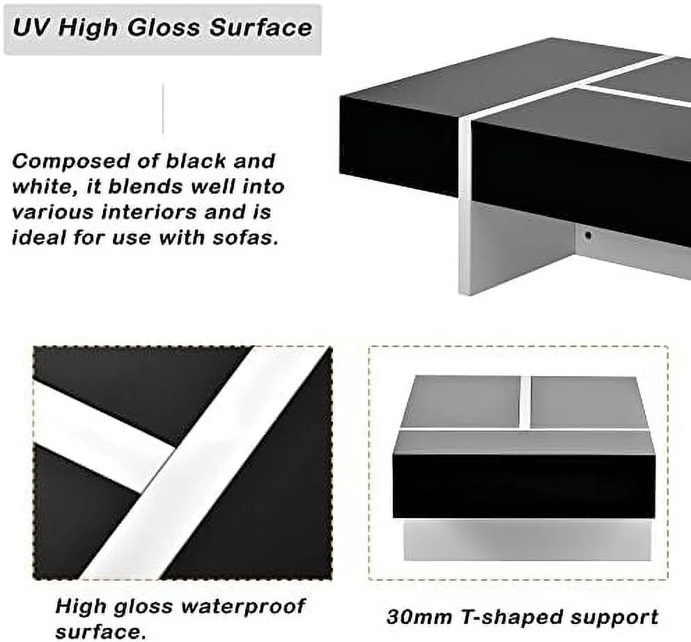 Black Coffee Table with Drawer H7488