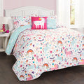 Reversible Animal Print Quilt, Twin, White/Multi, 4-Pc Set F438