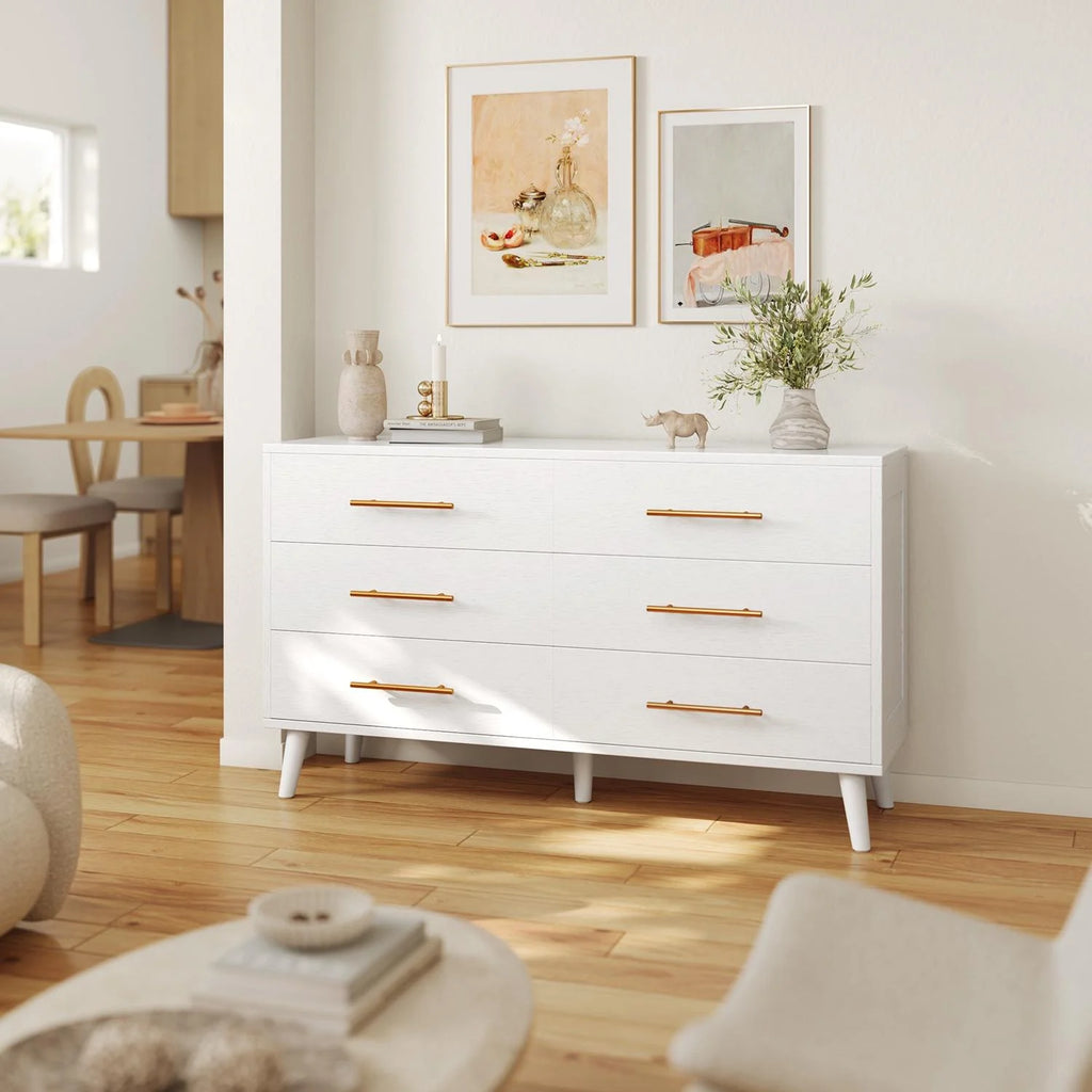White 6 Drawer Wood Dresser A66104