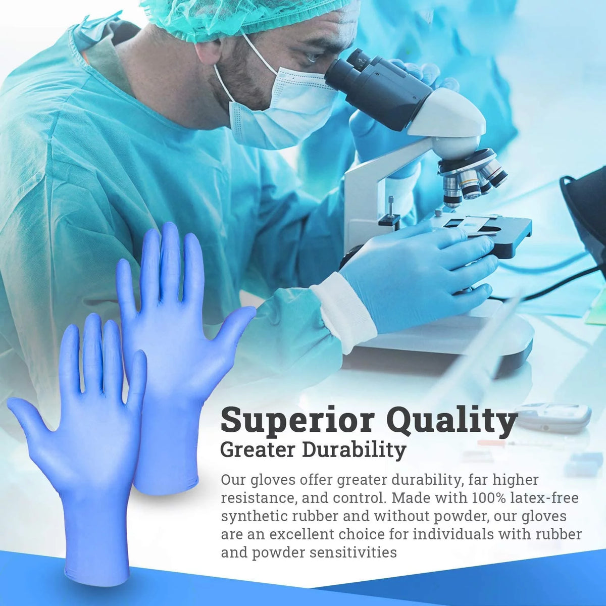 1000pc Blue Nitrile Exam Gloves E931745