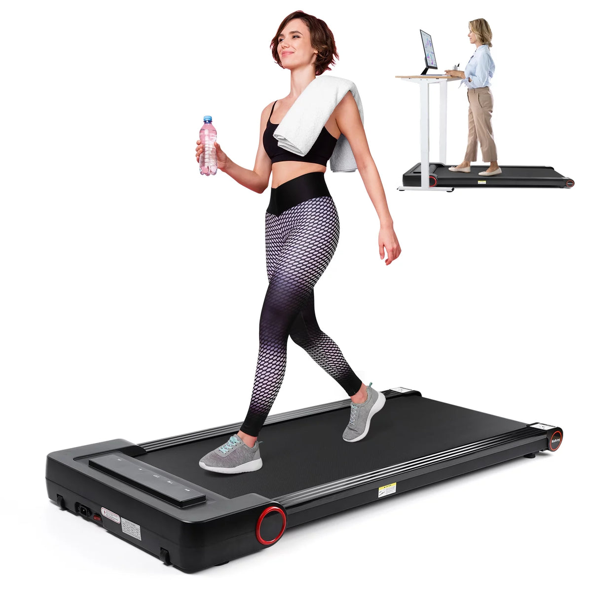 2 in 1 Under Desk Treadmill 300lbs Capacity Y66334