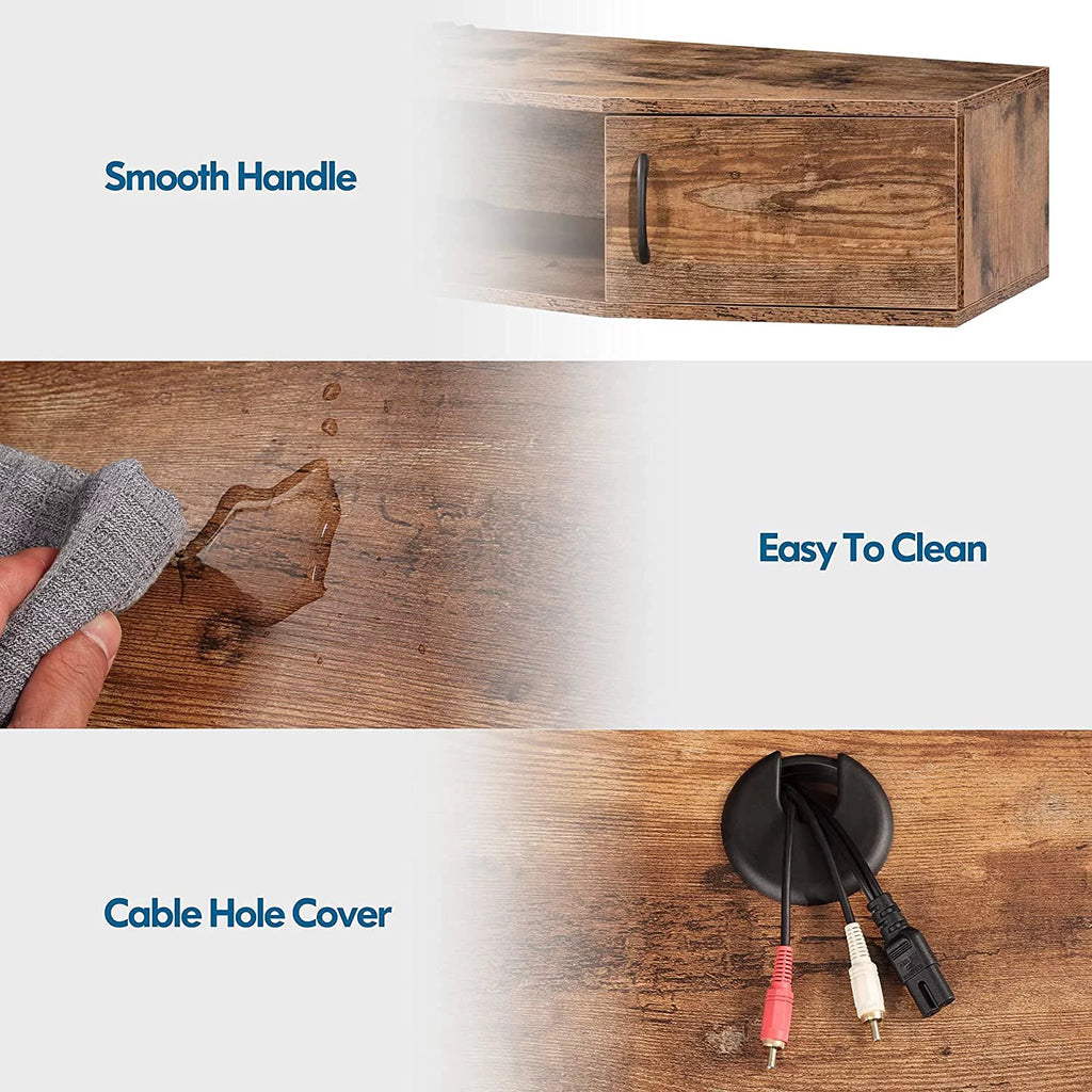 Brown Floating TV Stand with Storage P6640