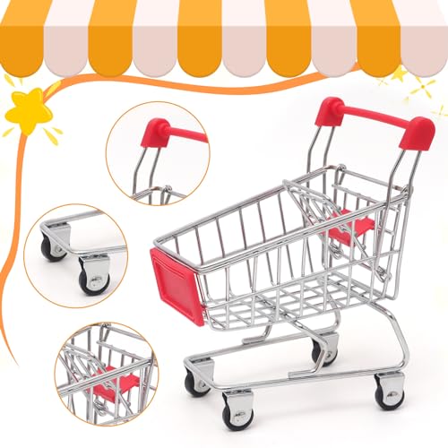 Miniature Shopping Cart Toy Dollhouse Grocery Trolley Model V128419