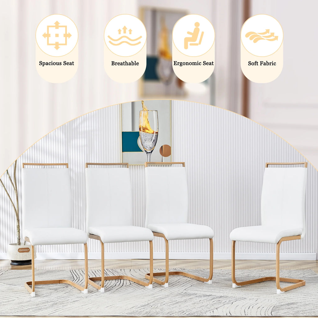 White Faux Leather Dining Chairs Set of 4 A618