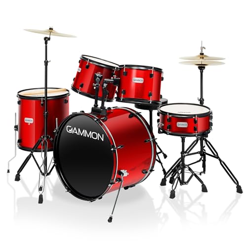 Blue 5-Piece Complete Drum Set with Cymbals, Stands, Stool, and Sticks H8772