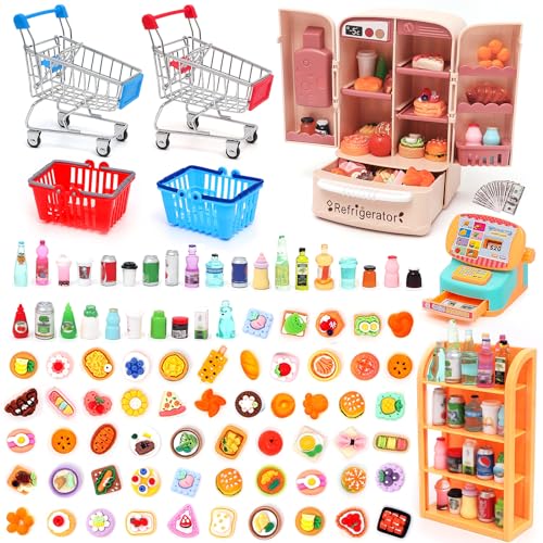 Miniature Shopping Cart Toy Dollhouse Grocery Trolley Model V128419