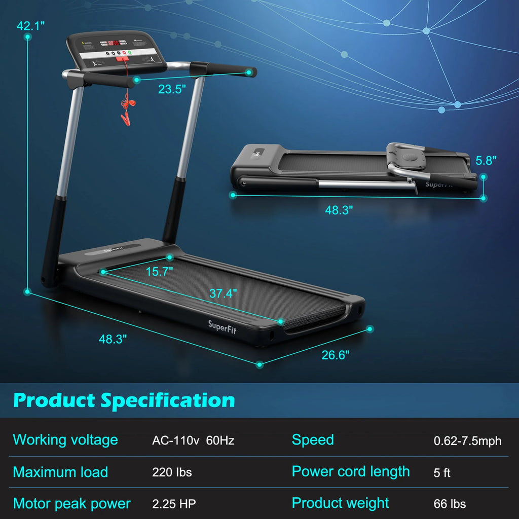 2.25HP Folding LED Treadmill Y50238