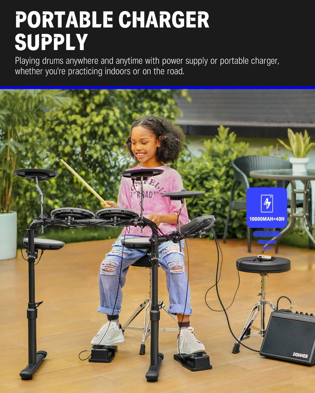 Electronic Drum Set with Quiet Mesh Drum Pads F156