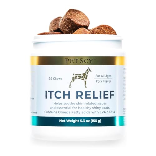Dog Itch Relief Chews with Fatty Acids EPA DHA Omega Pork Flavor 30 Chews A181