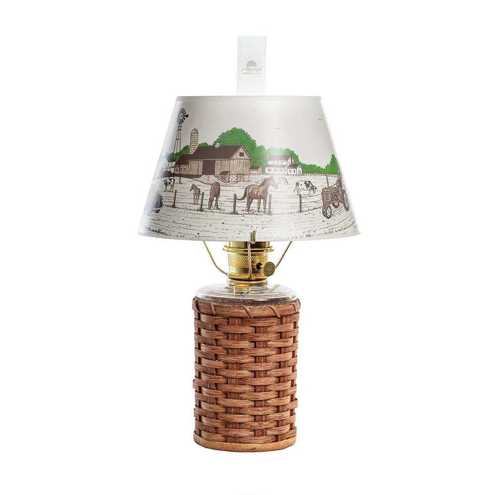 Wicker Oil Lamp with Shade Y253470