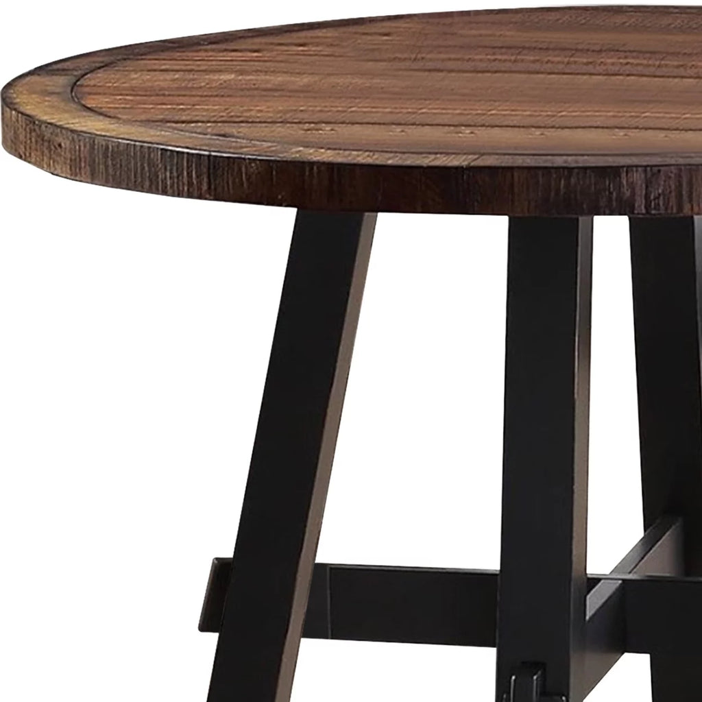 Round Wooden Dining Table Brown M6931