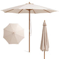 10FT Wooden Market Table Umbrella with 8 Bamboo Ribs Z59348