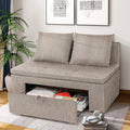 Brown Linen Loveseat Sofa with Storage Drawer E18988
