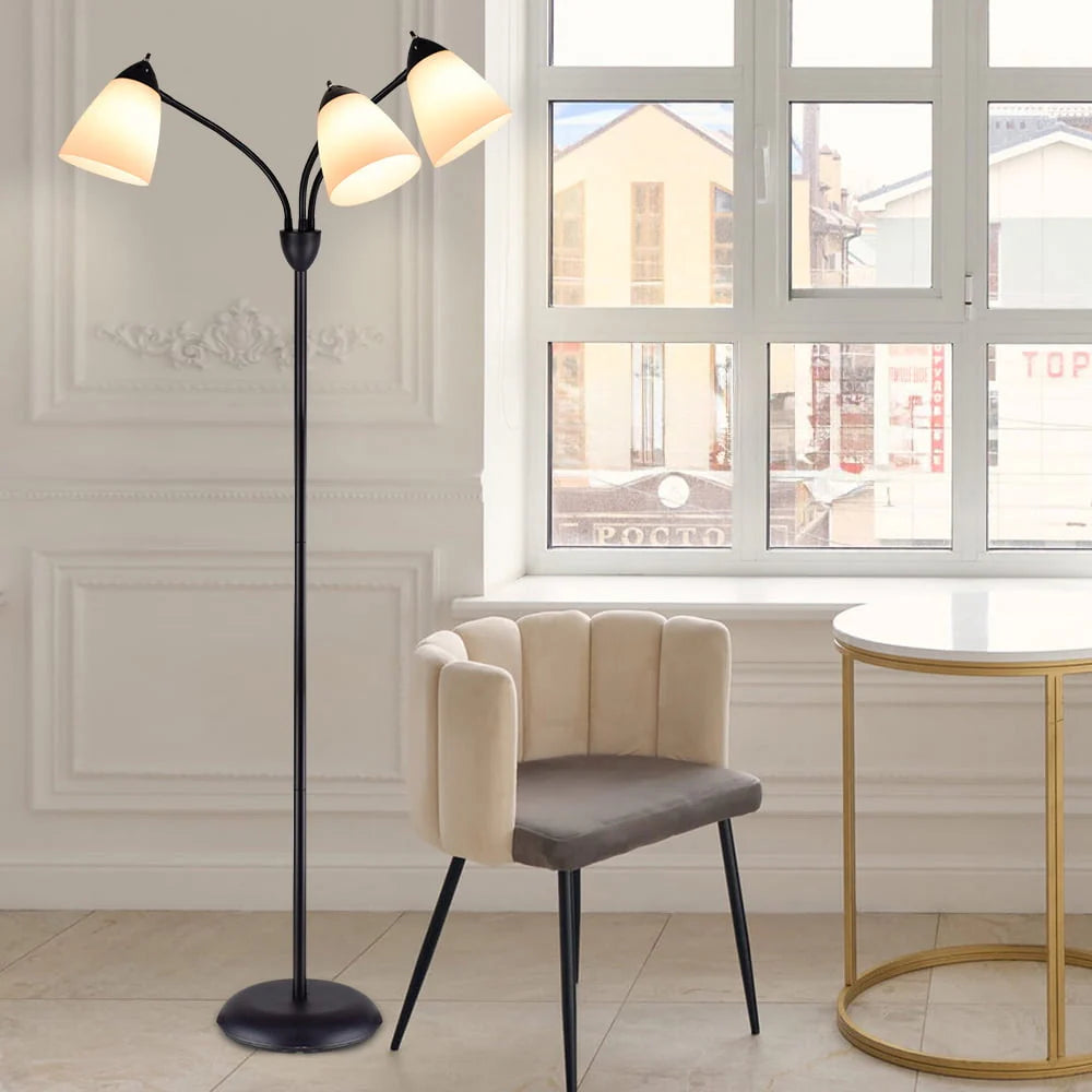 Black Tree Floor Lamp with 3 Adjustable Rotating Lights G233221