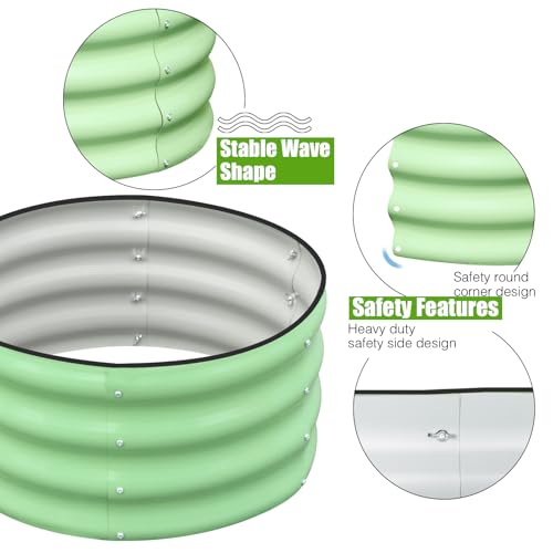 3 Pcs 2x2x1ft Round Galvanized Metal Raised Garden Bed J192974