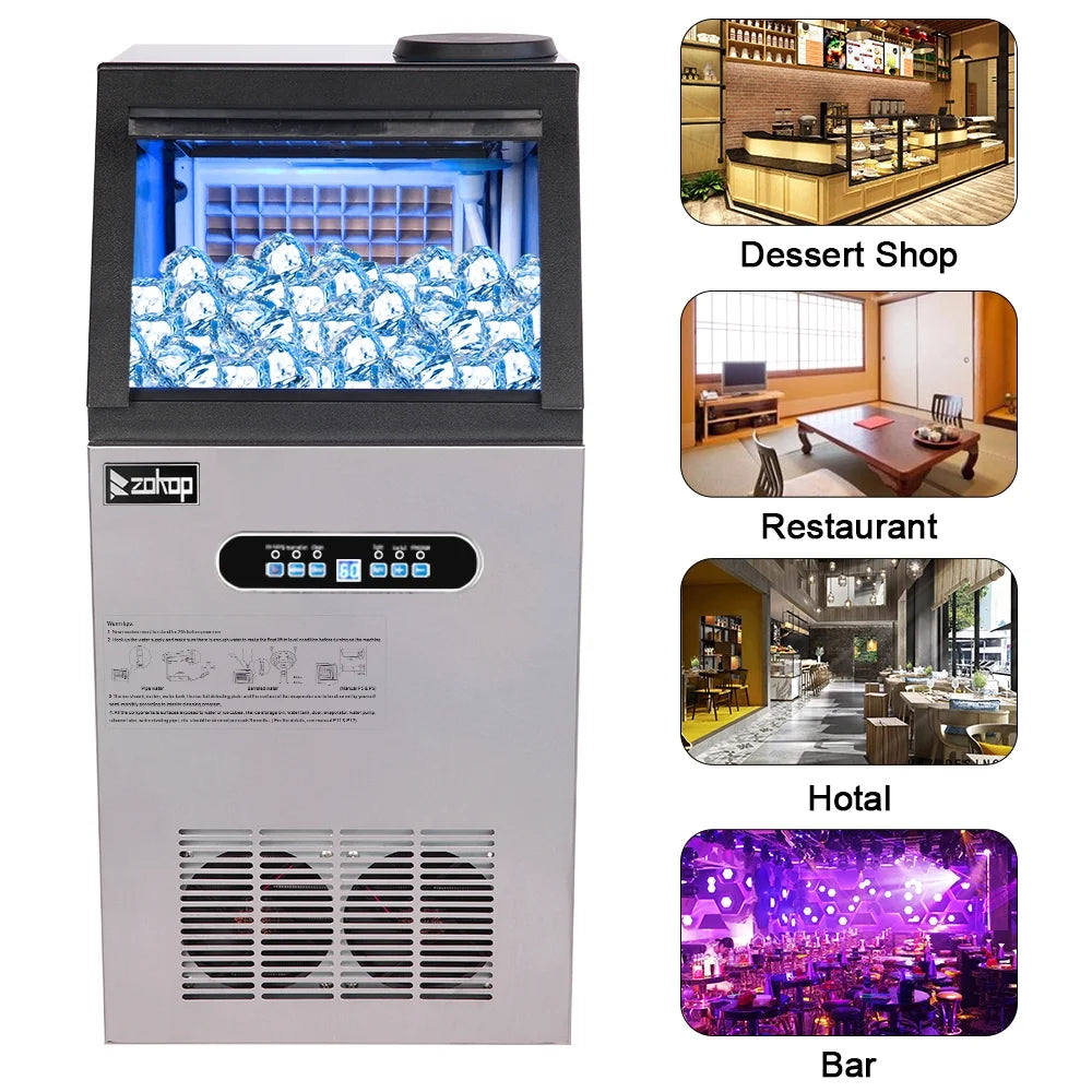 150lbs/24h Stainless Steel Freestanding Ice Maker Machine X323