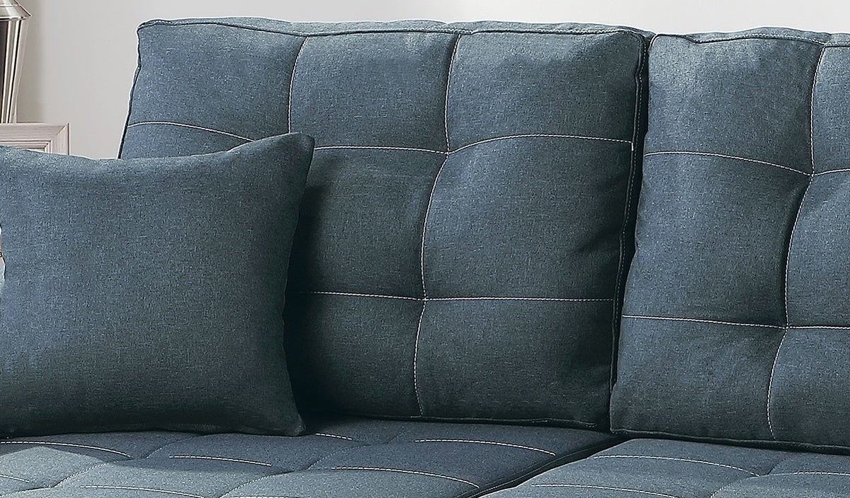 Blue Grey Convertible Sectional Sofa Chaise L708
