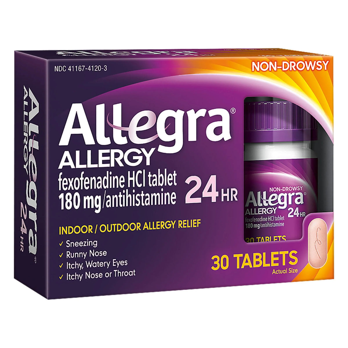 24 Hour Non-Drowsy Antihistamine Tablets, 180 mg, 30 Pills R3182
