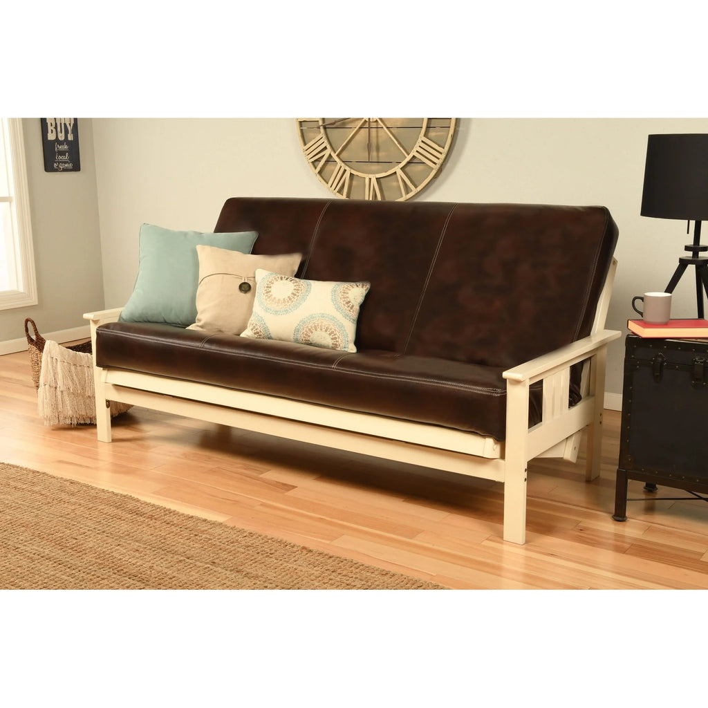 Antique White Sofa with Faux Leather Mattress Cover O700